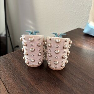 Pearl Embellished Pashion Heel Kit gold pearl 4” size 7-8.5 convertible